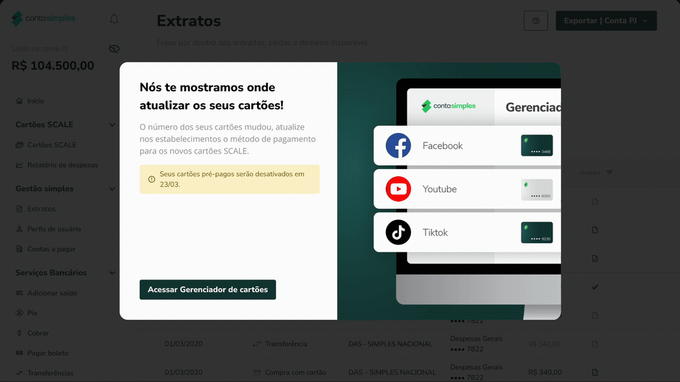 Gerenciador de cartões: onde atualizar os cartões e a lista de estabelecimentos